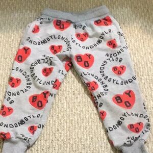 Boys Sweats LONDON BOY size 3/4. Grey with Red Hearts and Black writing